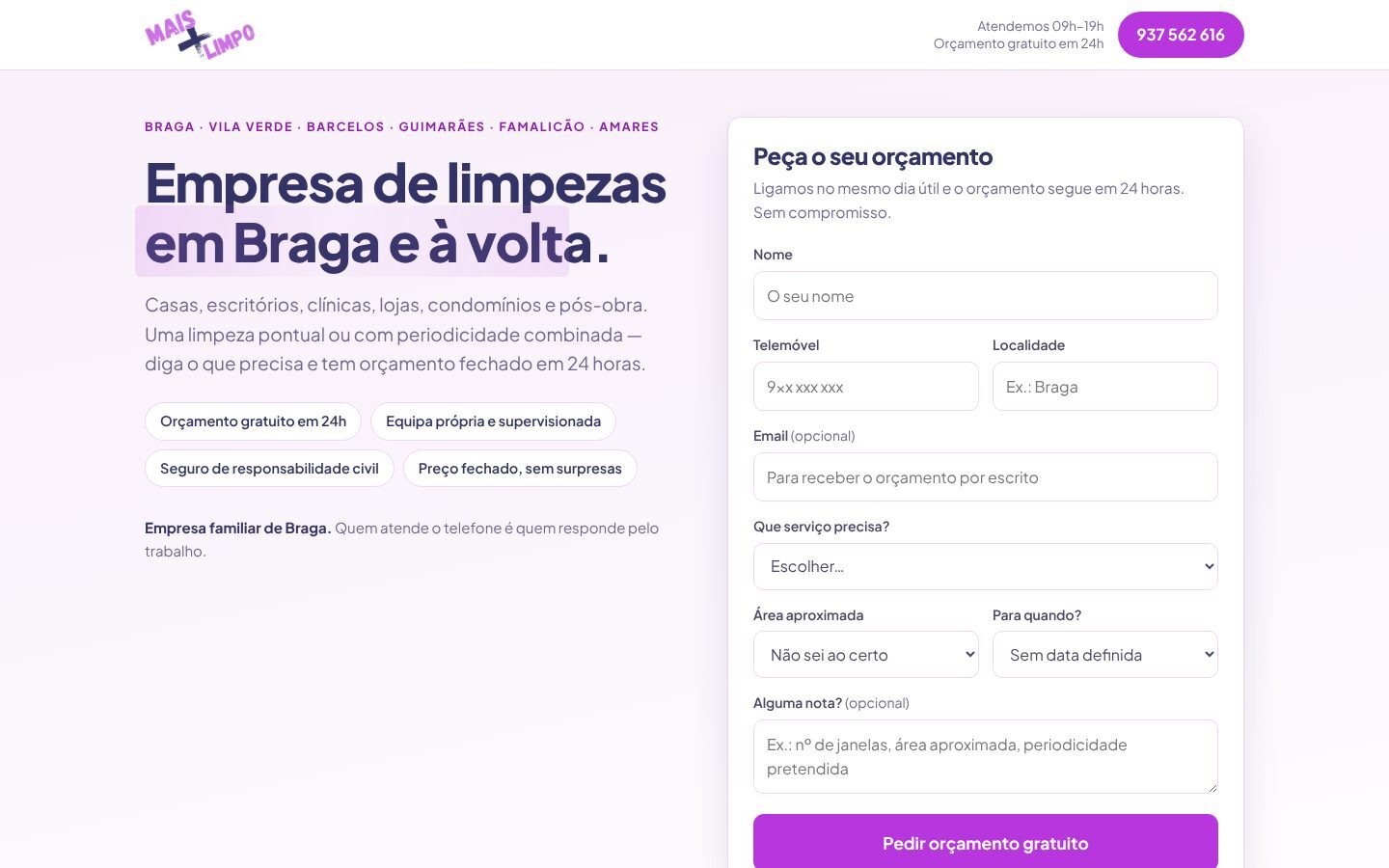 Site da Mais Limpo